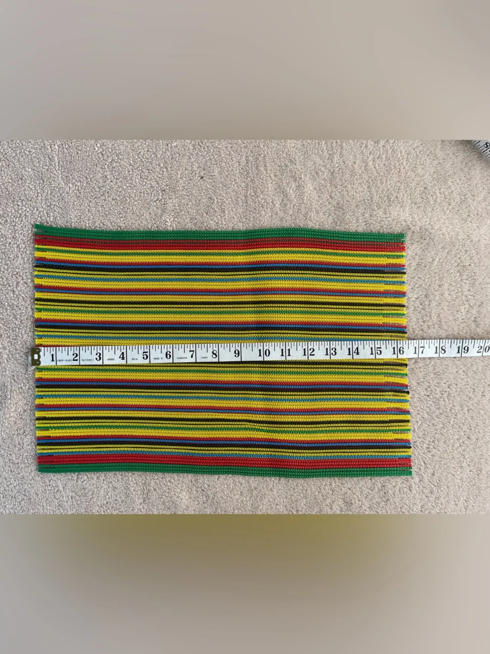 Colorful Multistripe Handmade Placemats - Green, Yellow, Red, Blue